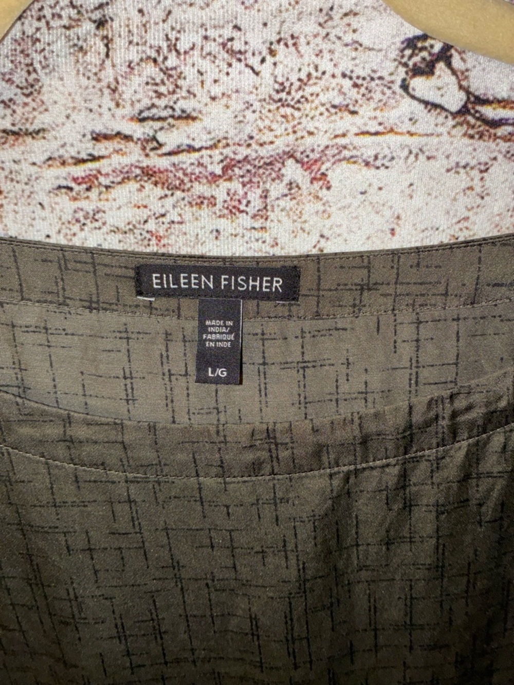 Eileen Fisher Olive Grid-Text Tunic - Picture 3 of 3